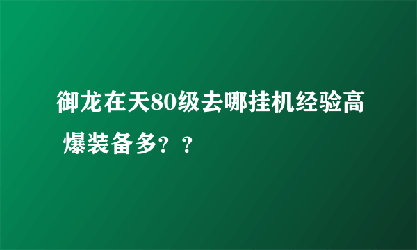 御龙在天80级去哪挂机经验高 爆装备多？？