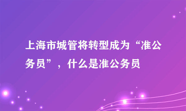 上海市城管将转型成为“准公务员”，什么是准公务员