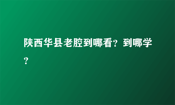 陕西华县老腔到哪看？到哪学？