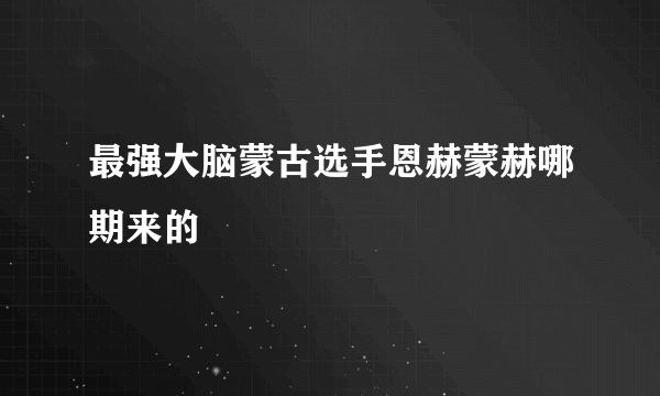 最强大脑蒙古选手恩赫蒙赫哪期来的