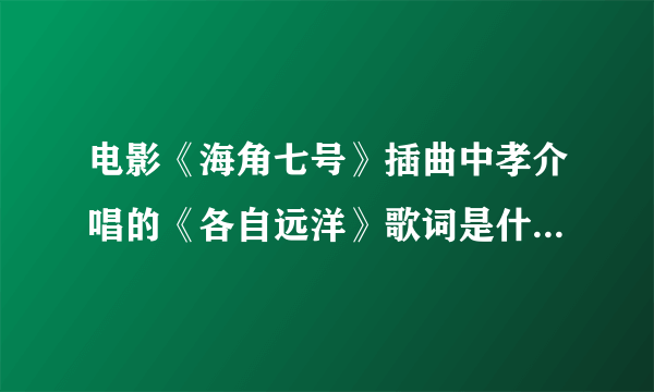 电影《海角七号》插曲中孝介唱的《各自远洋》歌词是什么意思？