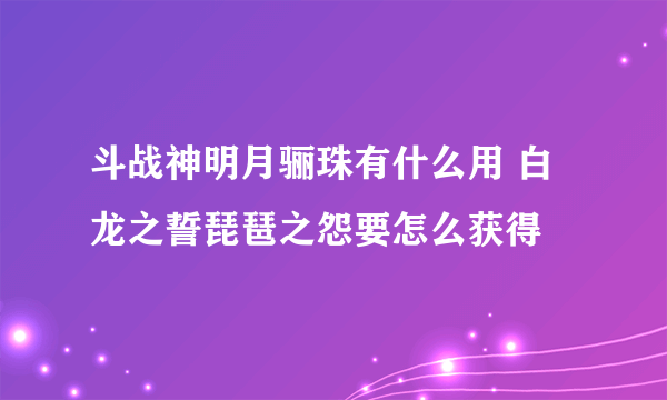 斗战神明月骊珠有什么用 白龙之誓琵琶之怨要怎么获得