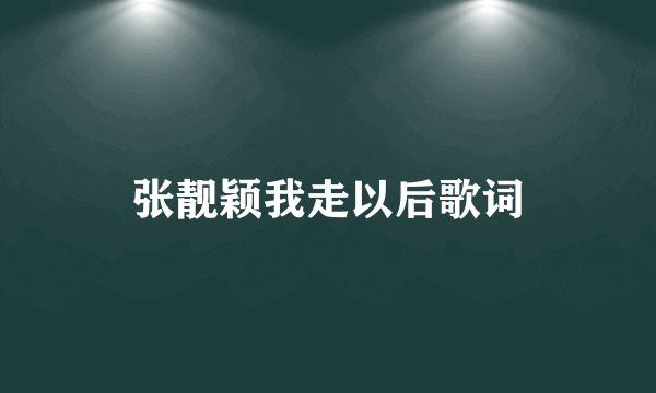 张靓颖我走以后歌词