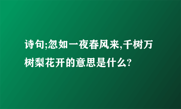 诗句;忽如一夜春风来,千树万树梨花开的意思是什么?