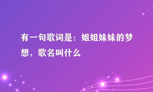 有一句歌词是：姐姐妹妹的梦想，歌名叫什么