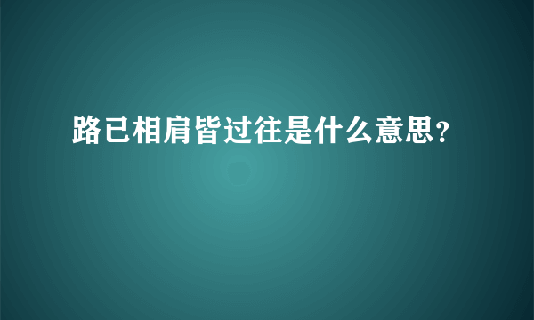 路已相肩皆过往是什么意思？