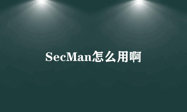 SecMan怎么用啊