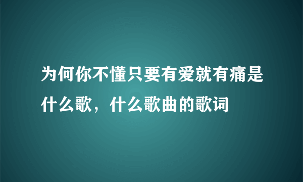 为何你不懂只要有爱就有痛是什么歌，什么歌曲的歌词