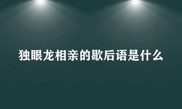 独眼龙相亲的歇后语是什么