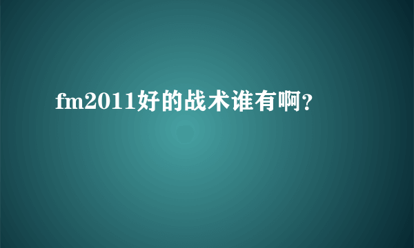 fm2011好的战术谁有啊？