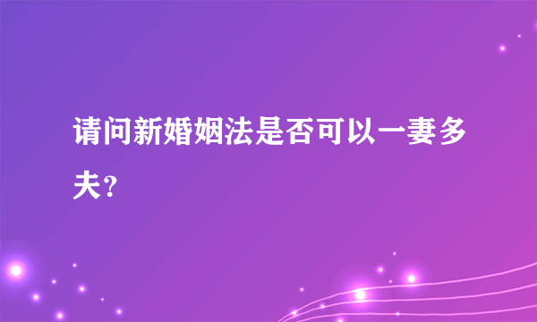 请问新婚姻法是否可以一妻多夫？