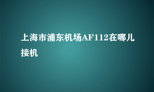 上海市浦东机场AF112在哪儿接机