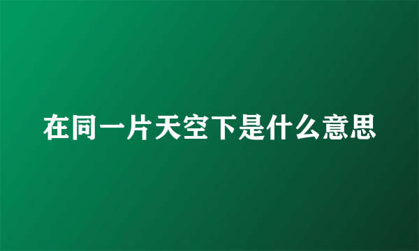 在同一片天空下是什么意思