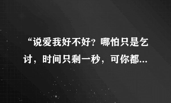 “说爱我好不好？哪怕只是乞讨，时间只剩一秒，可你都不要，”什么歌？