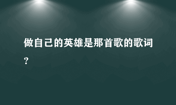 做自己的英雄是那首歌的歌词？