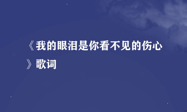 《我的眼泪是你看不见的伤心》歌词