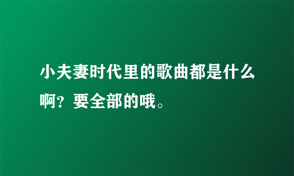 小夫妻时代里的歌曲都是什么啊？要全部的哦。