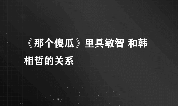 《那个傻瓜》里具敏智 和韩相哲的关系