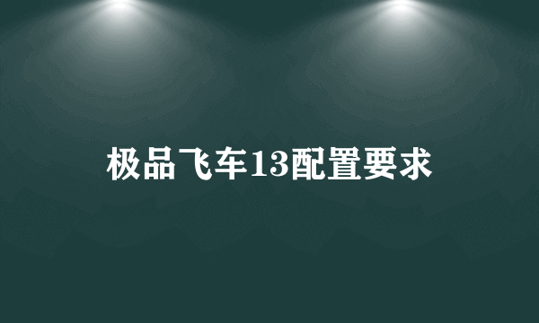 极品飞车13配置要求