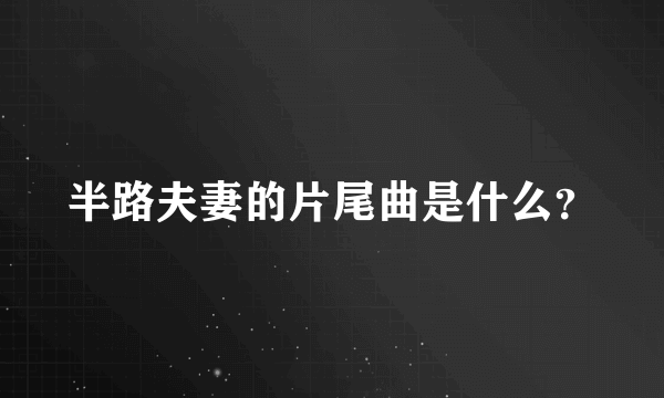 半路夫妻的片尾曲是什么？