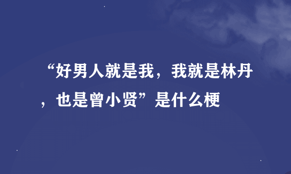 “好男人就是我，我就是林丹，也是曾小贤”是什么梗