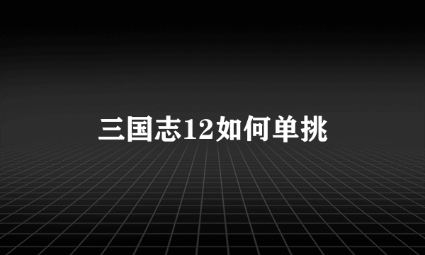 三国志12如何单挑