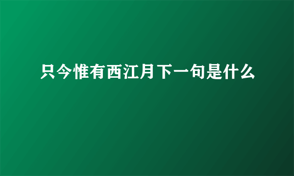 只今惟有西江月下一句是什么