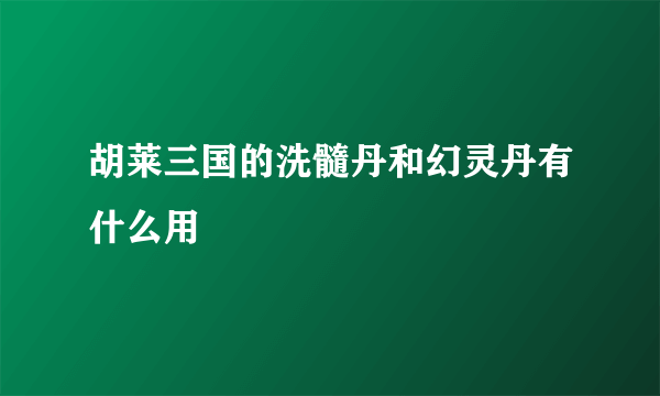 胡莱三国的洗髓丹和幻灵丹有什么用