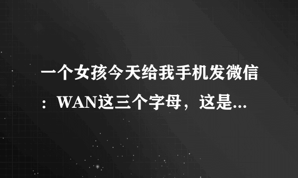 一个女孩今天给我手机发微信：WAN这三个字母，这是什么意思？