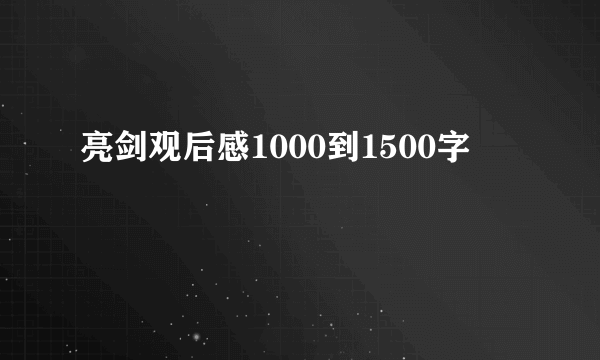 亮剑观后感1000到1500字