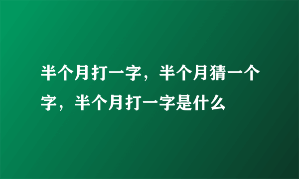 半个月打一字，半个月猜一个字，半个月打一字是什么