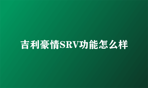 吉利豪情SRV功能怎么样