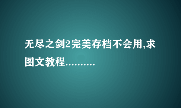 无尽之剑2完美存档不会用,求图文教程.......各位大侠帮帮忙啊..55555~