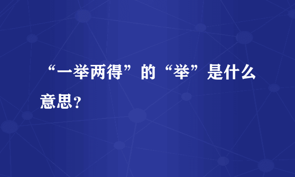 “一举两得”的“举”是什么意思？