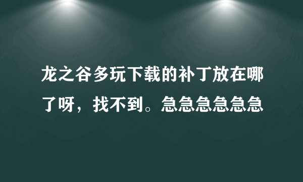 龙之谷多玩下载的补丁放在哪了呀，找不到。急急急急急急