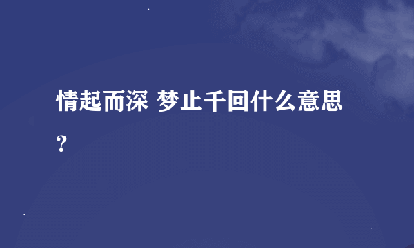 情起而深 梦止千回什么意思？