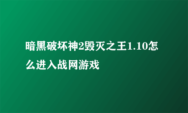 暗黑破坏神2毁灭之王1.10怎么进入战网游戏