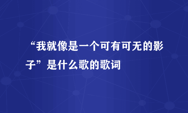 “我就像是一个可有可无的影子”是什么歌的歌词