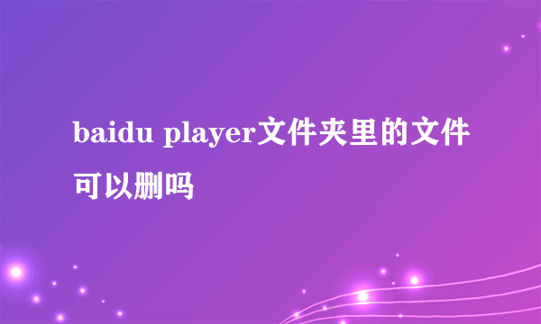 baidu player文件夹里的文件可以删吗