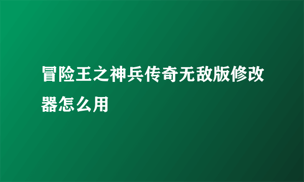 冒险王之神兵传奇无敌版修改器怎么用