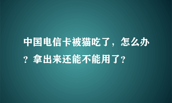 中国电信卡被猫吃了，怎么办？拿出来还能不能用了？