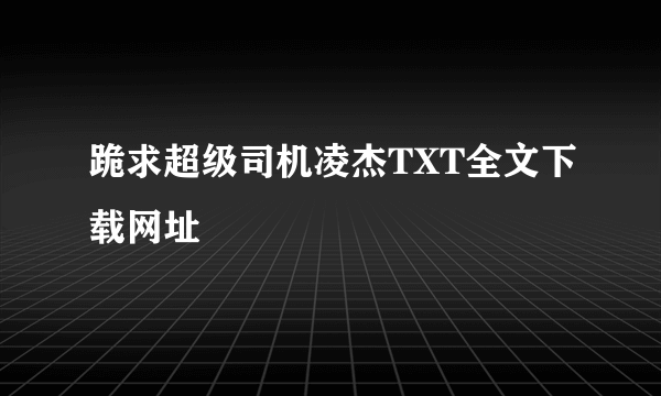 跪求超级司机凌杰TXT全文下载网址