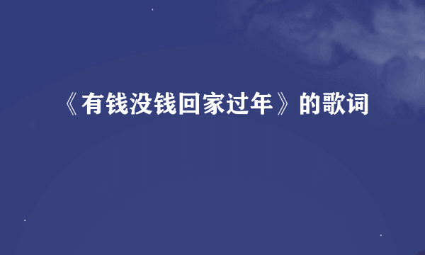 《有钱没钱回家过年》的歌词