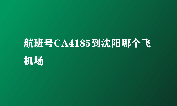 航班号CA4185到沈阳哪个飞机场