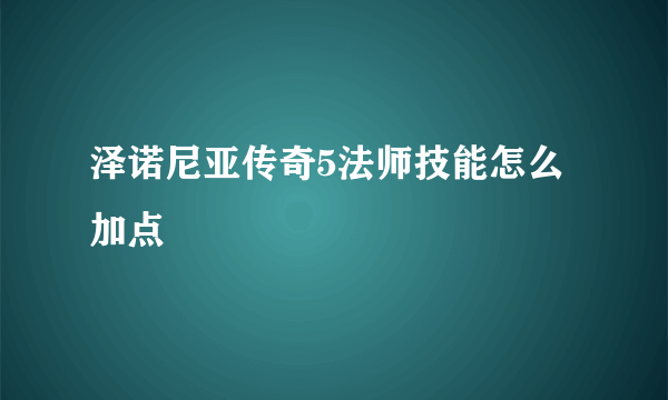 泽诺尼亚传奇5法师技能怎么加点