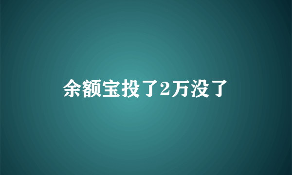 余额宝投了2万没了