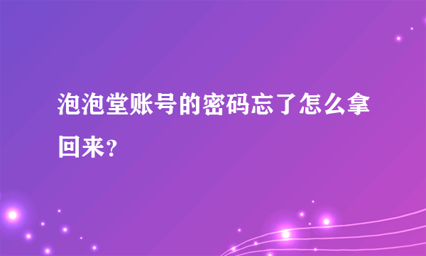 泡泡堂账号的密码忘了怎么拿回来？