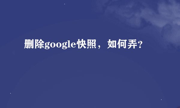 删除google快照，如何弄？