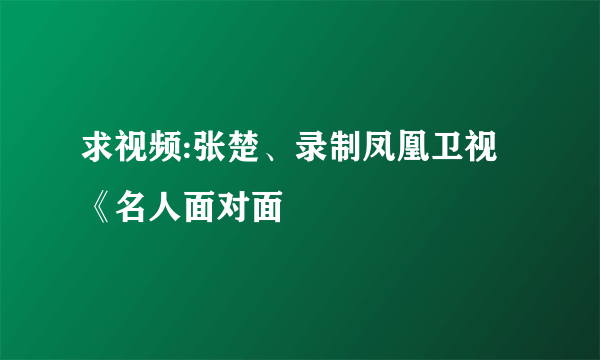 求视频:张楚、录制凤凰卫视《名人面对面