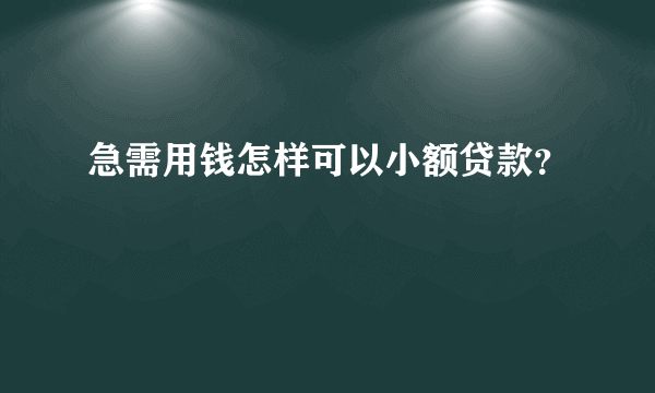 急需用钱怎样可以小额贷款？